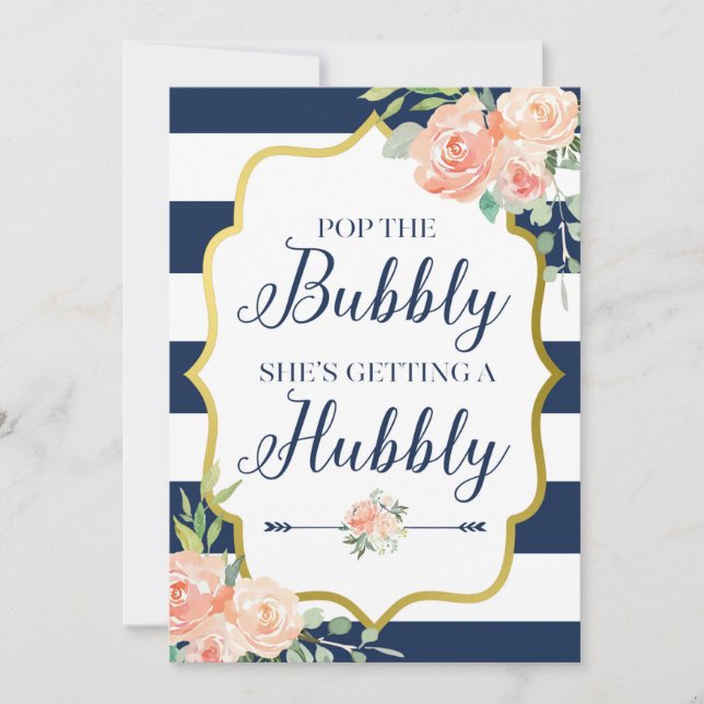 Pop der Blase, die sie bekommt ein Hubby-Zeichen Einladung (Vorderseite)