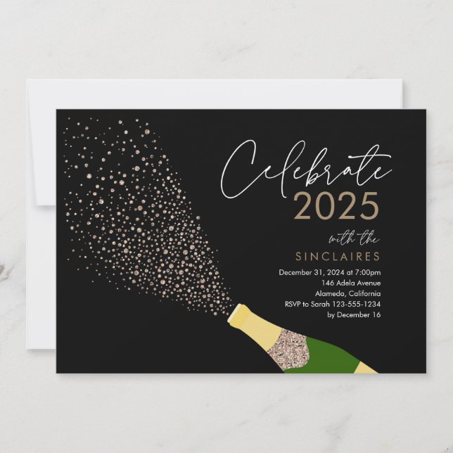 Pop der bubbly New Year's Card Einladung (Vorderseite)