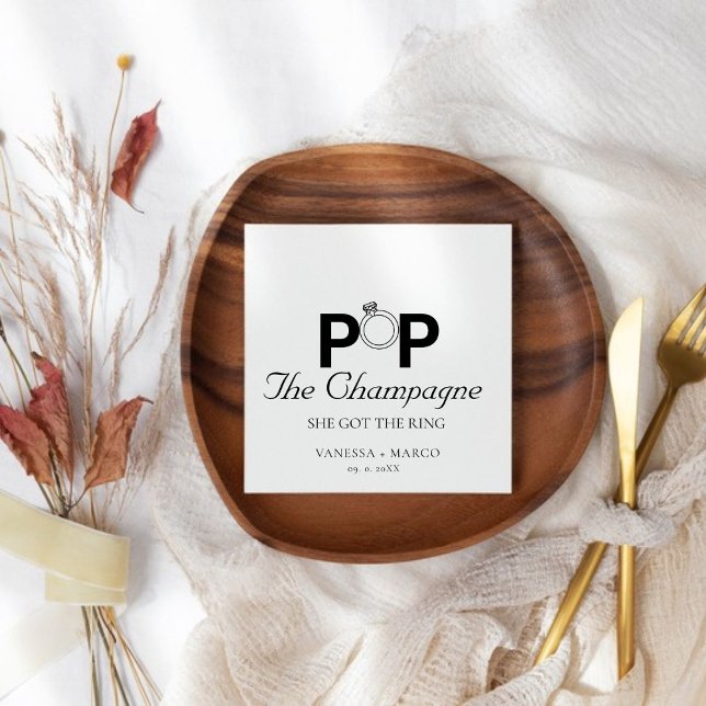 Pop Der Champagner, den sie got Ring Verlobung Tei Serviette (Von Creator hochgeladen)