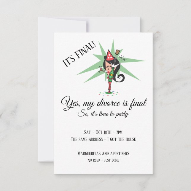 Pop der Cork Scheidung Party Einladung (Vorderseite)