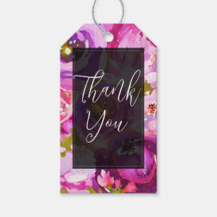 Pop der rosa und Lila, lebhaften Blumenhochzeit Geschenkanhänger