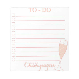 Pop der To-Do-Liste für Champagner Notizblock