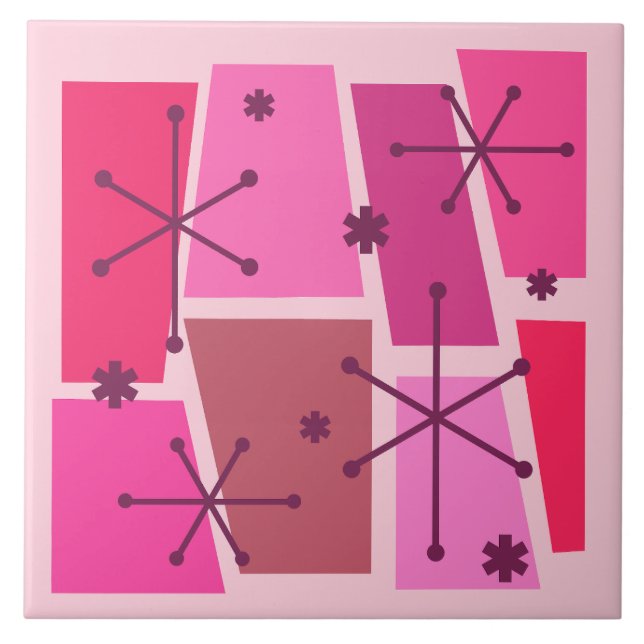 Pop des Atomzeitalters Art Hot Pink Fliese (Vorderseite)
