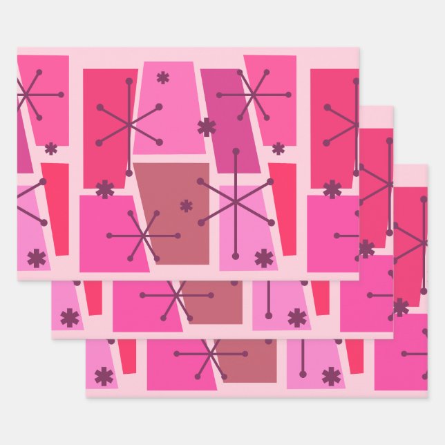 Pop des Atomzeitalters Art Hot Pink Geschenkpapier Set (Set)