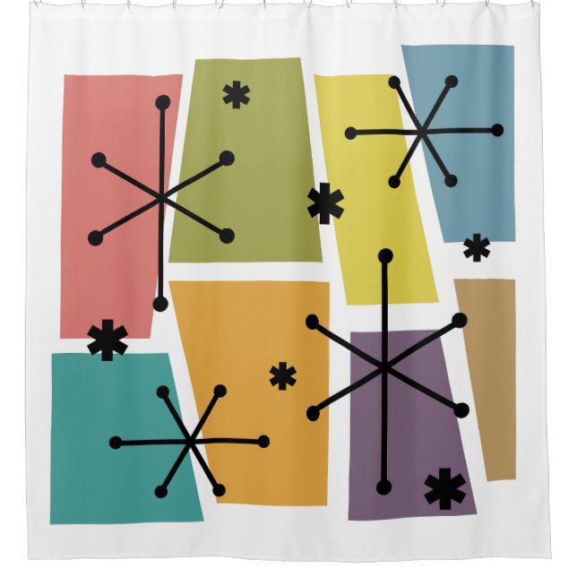 Pop des Atomzeitalters - mehrfarbig Duschvorhang (Vorderseite)