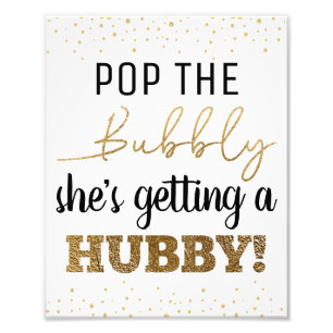 Pop des Bubbly 8x10-Brautparty-Signature Fotodruck