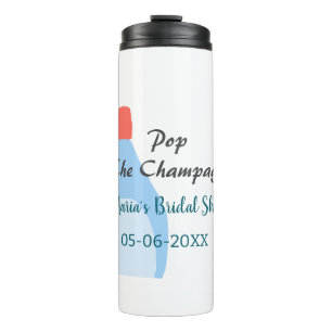 Pop des Champagner-blauen Brautparty Name Datum hi Thermosbecher