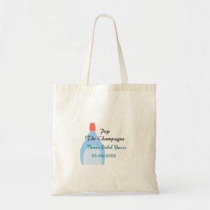 Pop des Champagner-blauen Brautparty Name Datum hi Tragetasche