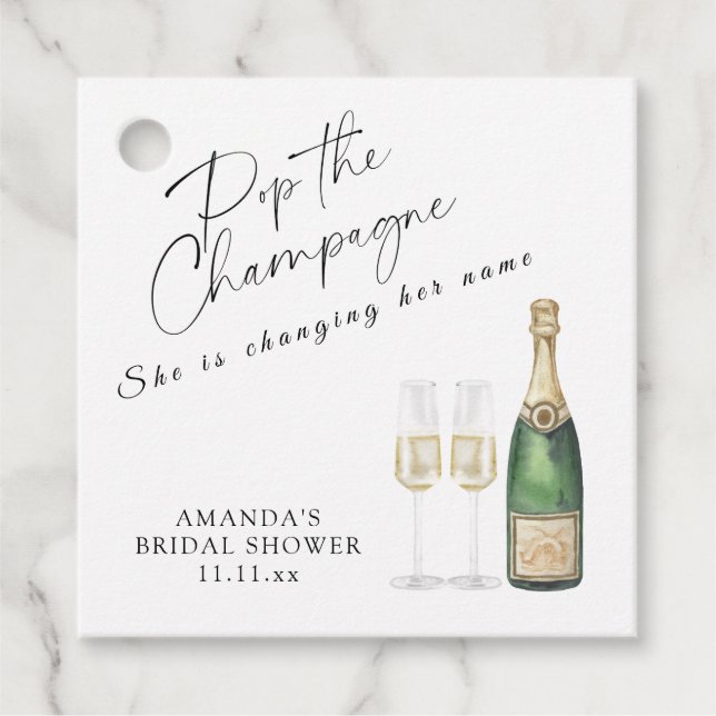 Pop des Champagner-Brautparty Geschenkanhänger (Vorderseite)
