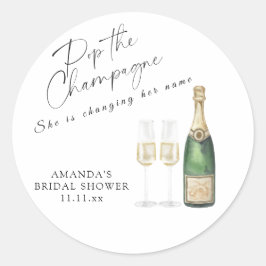 Pop des Champagner-Brautparty Runder Aufkleber