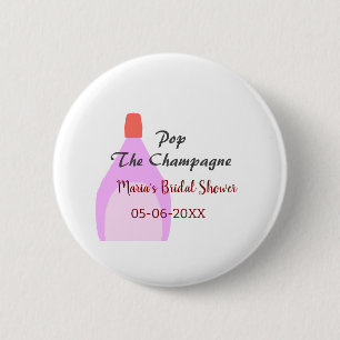 Pop des Champagner-Rosa Brautparty Name Datum hinz Button