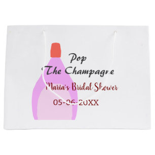 Pop des Champagner-Rosa Brautparty Name Datum hinz Große Geschenktüte