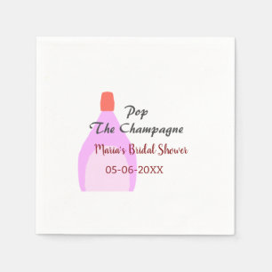 Pop des Champagner-Rosa Brautparty Name Datum hinz Serviette