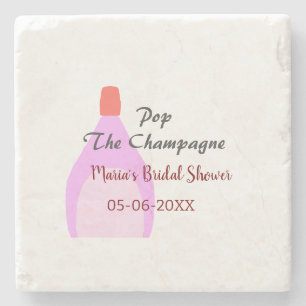 Pop des Champagner-Rosa Brautparty Name Datum hinz Steinuntersetzer
