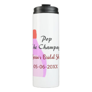Pop des Champagner-Rosa Brautparty Name Datum hinz Thermosbecher