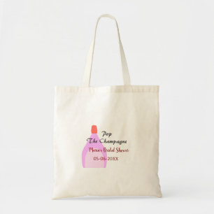 Pop des Champagner-Rosa Brautparty Name Datum hinz Tragetasche