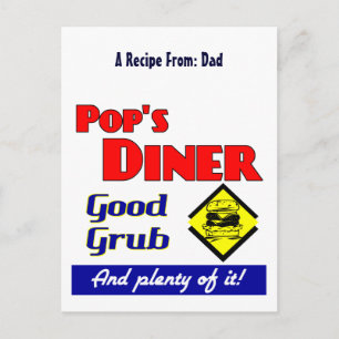 Pop Diner Retro Custom Rezept Card Postkarte