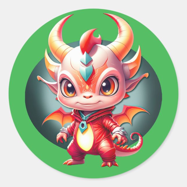 Pop Drache Runder Aufkleber (Vorderseite)