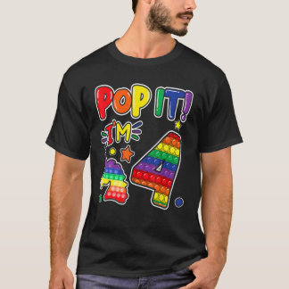 Pop Es 4. Geburtstag Girls Boys 4 Jahre altes Fidg T-Shirt