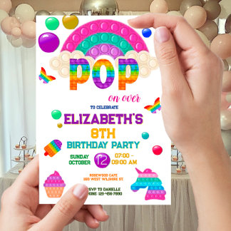 Pop es Geburtstagseinladung, Pop It Party Einladung
