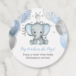 Pop es, wenn sie Blue Elephant Baby Dusche Pop Geschenkanhänger