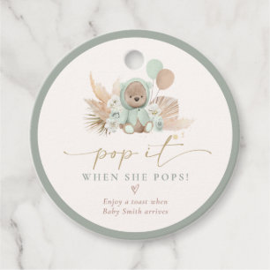 Pop es, wenn sie Boho Teddy Bear Baby Dusche Pop Geschenkanhänger