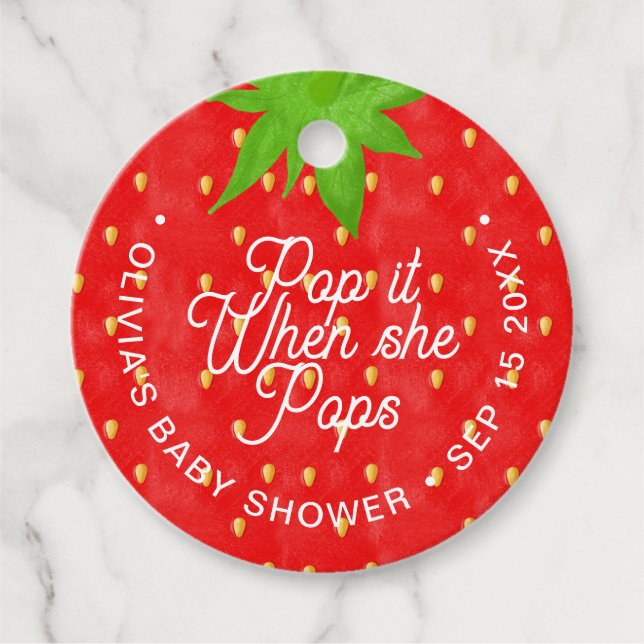 Pop es, wenn sie Erdbeere Pop Geschenkanhänger (Vorderseite)