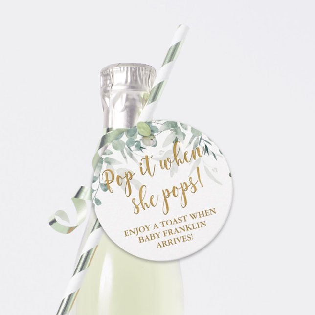 Pop es, wenn sie Greenery Baby Shower Pop Geschenkanhänger (Von Creator hochgeladen)
