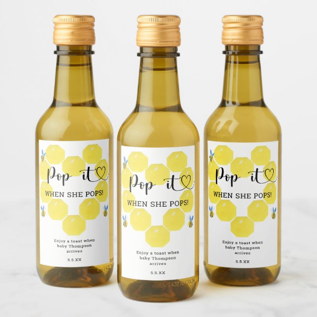 Pop es, wenn sie Honey Bee Baby Dusche Pop Weinetikett (Flaschen)