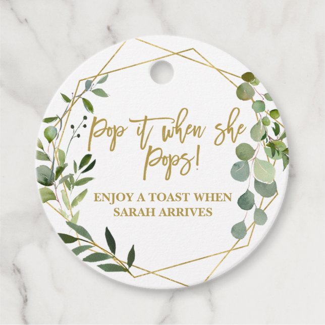 Pop es, wenn sie Pop Aquarell Eukalyptus Geschenkanhänger (Vorderseite)