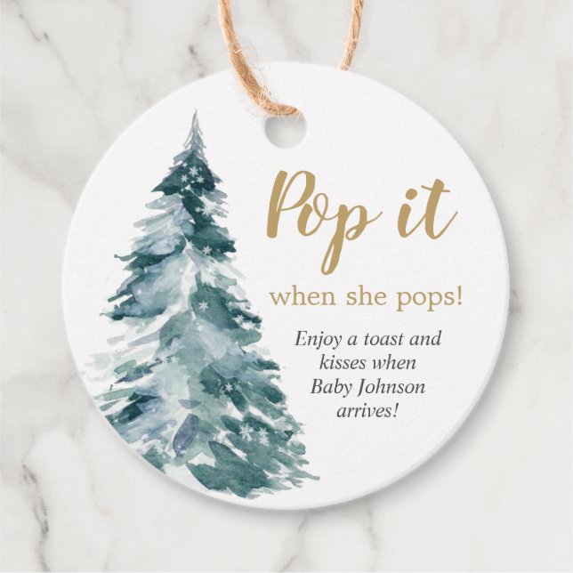 Pop es, wenn sie Pop Aquarell Weihnachtsbaum Geschenkanhänger (Vorderseite)