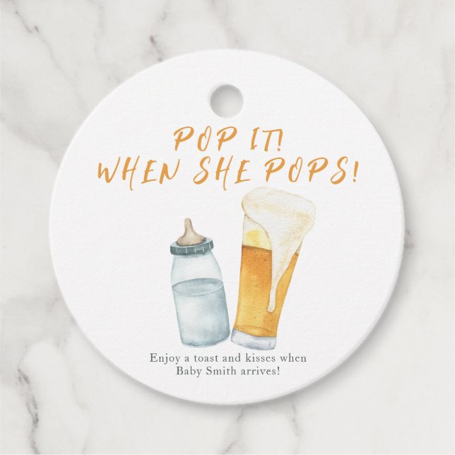 Pop es, wenn sie Pop! Baby braut Babydusche Geschenkanhänger (Vorderseite)