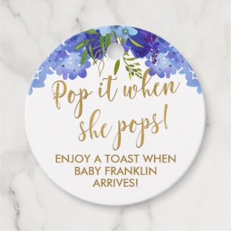 Pop es, wenn sie Pop Blue Floral Boy Gefallen Tags Geschenkanhänger