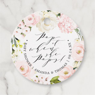 Pop es, wenn sie Pop Blush Floral Baby Dusche Geschenkanhänger