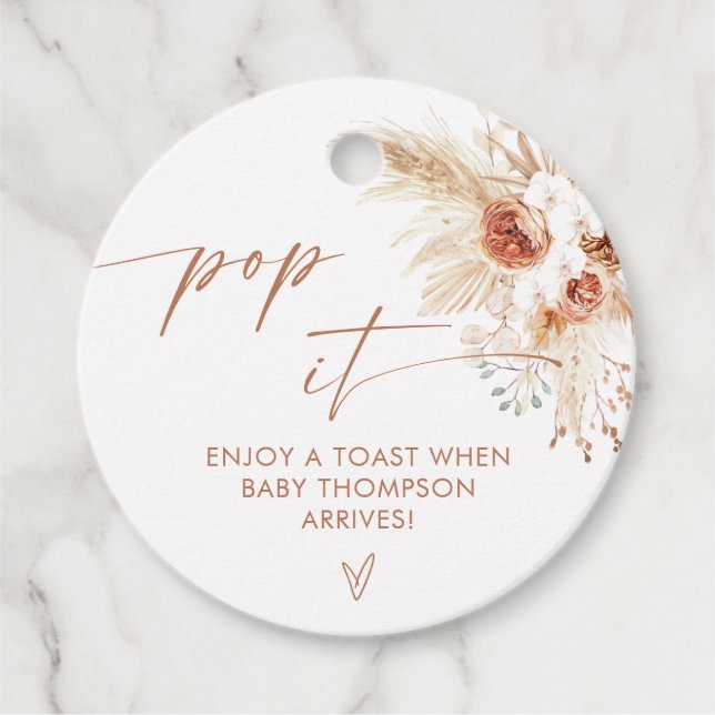 Pop es, wenn sie Pop Boho Pampas Grass Gefälligkei Geschenkanhänger (Vorderseite)