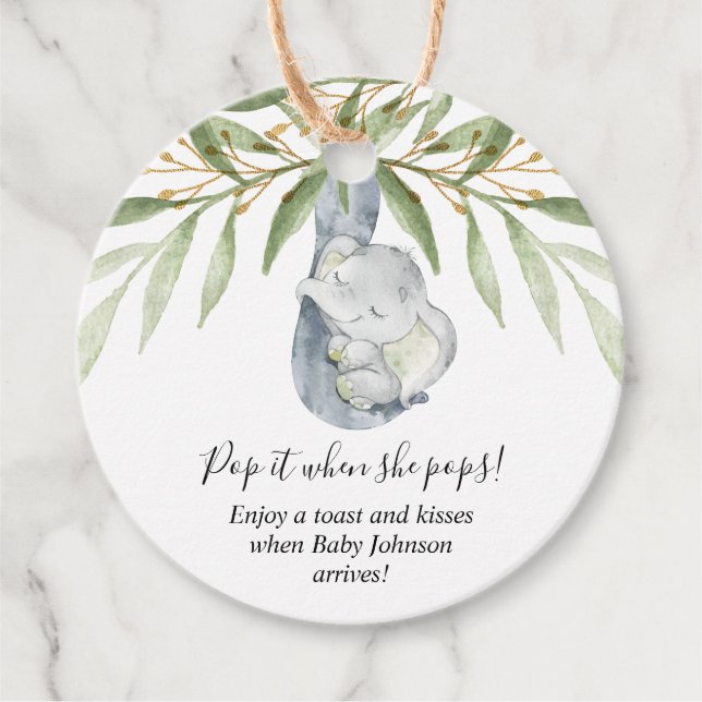 Pop es, wenn sie Pop Elefantenbaby Dusche Gefallen Geschenkanhänger (Vorderseite)