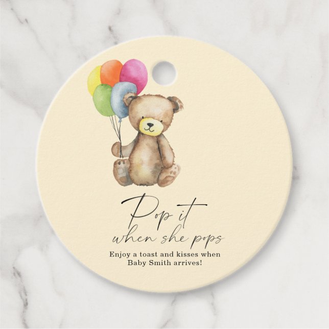 Pop es, wenn sie Pop eleganten Teddybären Geschenkanhänger (Vorderseite)