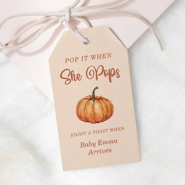Pop es, wenn sie Pop fallen Pumpkin Baby Dusche Geschenkanhänger (Von Creator hochgeladen)