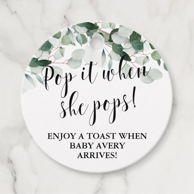 Pop es, wenn sie Pop grün Baby Dusche Gefallen Geschenkanhänger (Vorderseite)