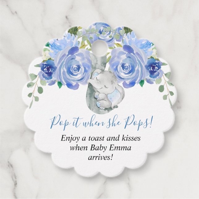 Pop es, wenn sie Pop Junge Elefantenbaby Dusche Geschenkanhänger (Vorderseite)