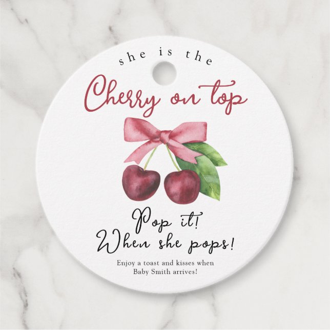 Pop es, wenn sie Pop - Kirschbug Babydusche Geschenkanhänger (Vorderseite)