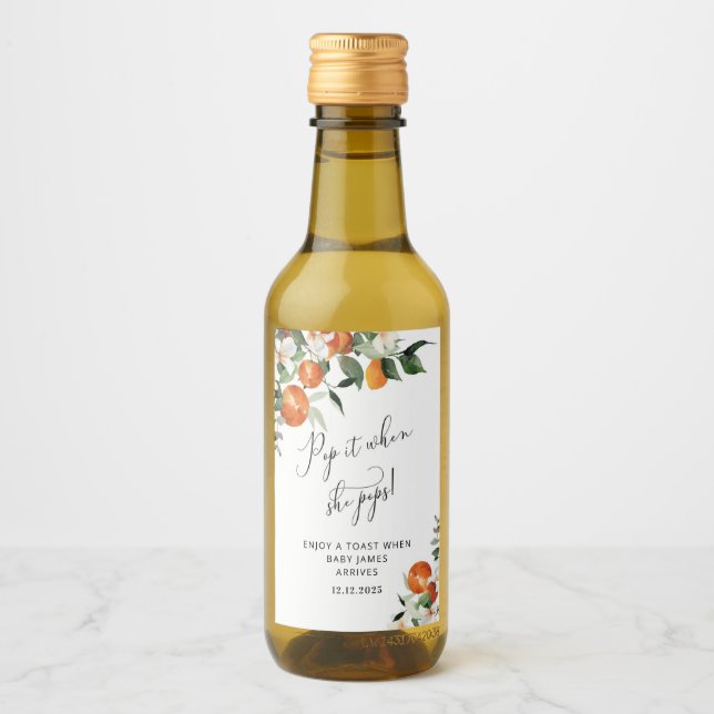 Pop es, wenn sie Pop Kleine Süsse Baby Dusche Weinetikett (Vorderseite)