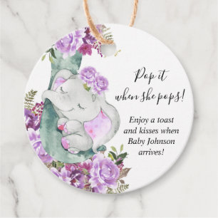 Pop es, wenn sie Pop lila Elefantenbaby Dusche Geschenkanhänger