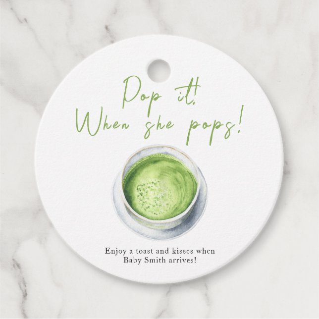 Pop es, wenn sie Pop! Matcha Latte Baby Dusche Geschenkanhänger (Vorderseite)