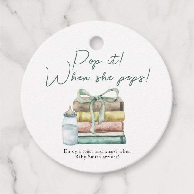 Pop es, wenn sie Pop! Neue Kapitel Baby-Dusche Geschenkanhänger (Vorderseite)