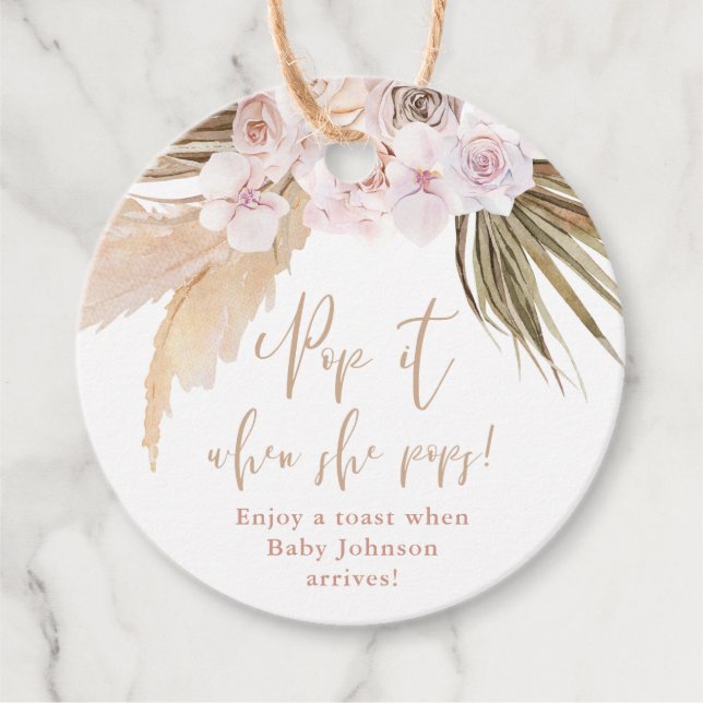 Pop es, wenn sie Pop Pampas Gras tropische Blätter Geschenkanhänger (Vorderseite)