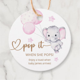 Pop es, wenn sie Pop pink Elephant Baby Dusche. Geschenkanhänger