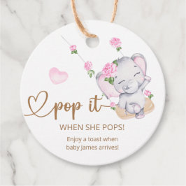 Pop es, wenn sie Pop pink Elephant Baby Dusche. Geschenkanhänger