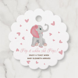 Pop es, wenn sie Pop pink Elephant Baby Dusche. Geschenkanhänger