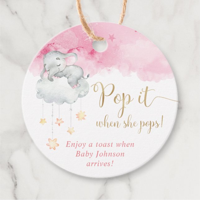 Pop es, wenn sie Pop Pink Gold niedliche Babyelefo Geschenkanhänger (Vorderseite)